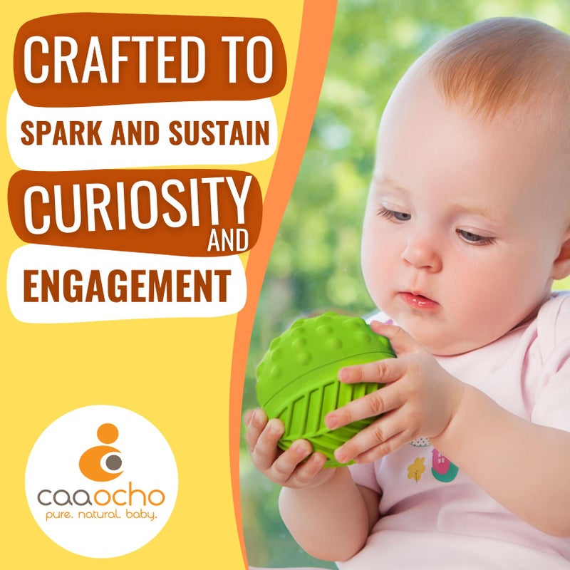 caaocho Pure Natural Rubber Sensory Ball Meadow 3" - Sealed Hole, BPA Free Baby Ball Toy, for Sensory Play, for Sensory Development, Hole Free Baby Toy, Perfect Bouncer, Without Hole - Image 5